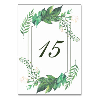 Tarjeta de tabla de Boda floral verde de naturalez