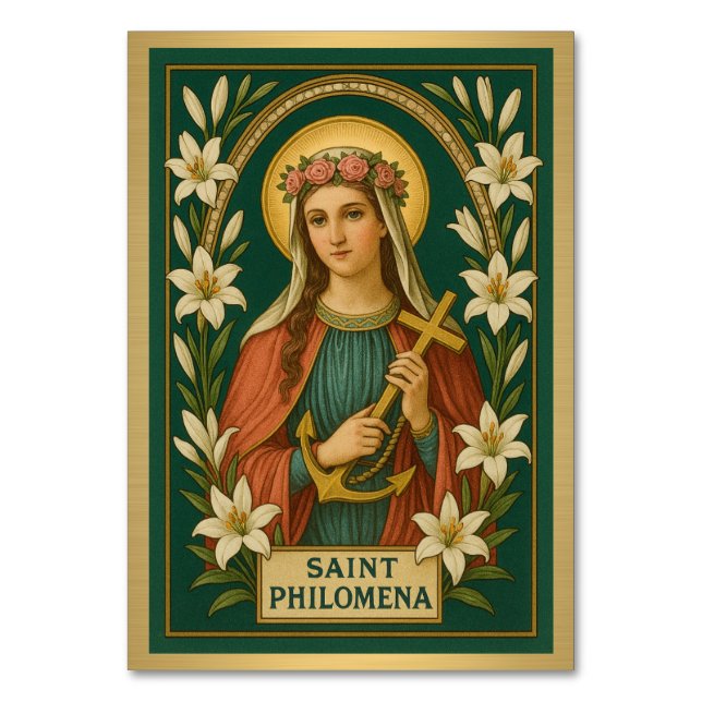 Tarjeta de tabla de Bodas católicos de Santa Filom (Anverso)