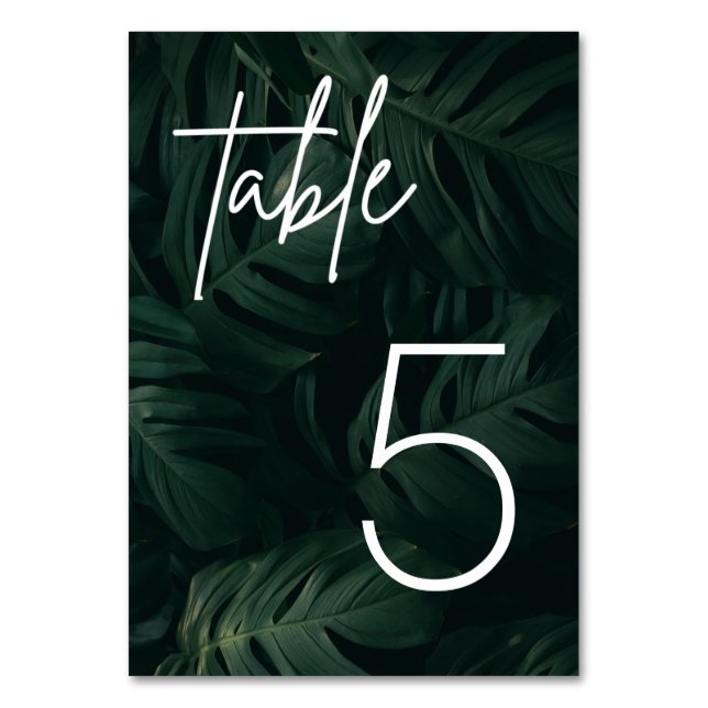 Tarjeta de tabla de bodas de destino de palma trop (Anverso)
