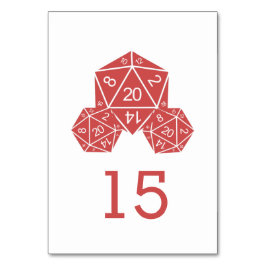 Tarjeta de tabla de Bodas Red D20 dados