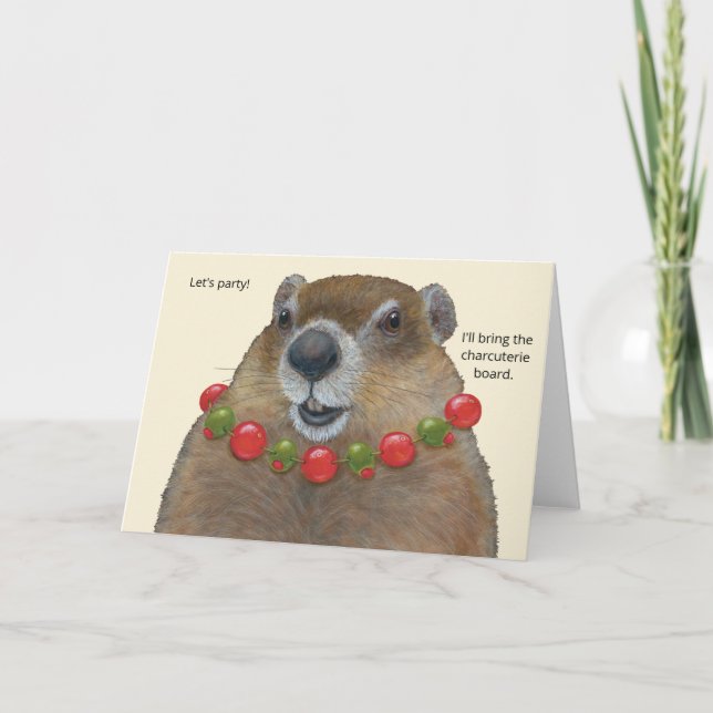 tarjeta de tabla de fiambres/fiesta/marmota (Anverso)
