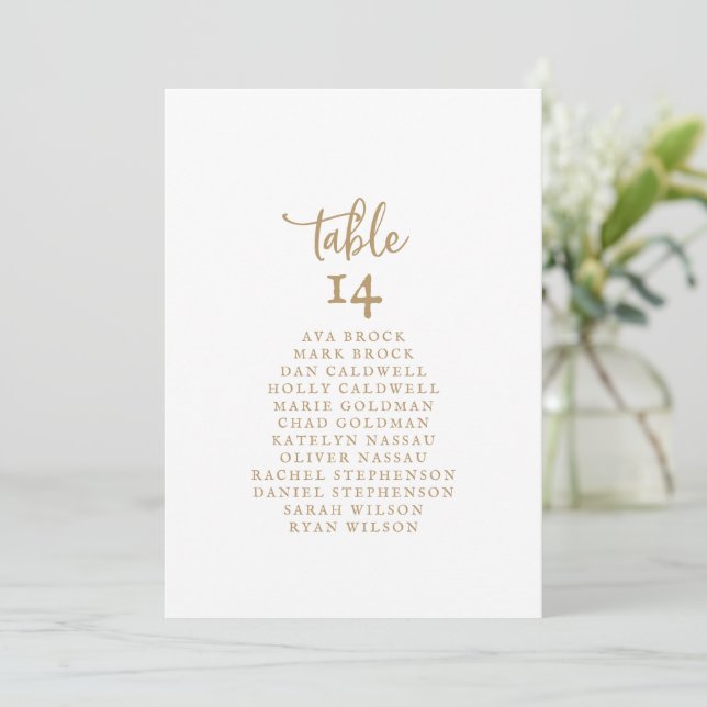 Tarjeta de tabla de guiones de oro rústico número  (Anverso de pie)