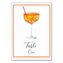 Tarjeta de tabla de números de Aperol Spritz