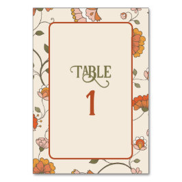 Tarjeta de tabla de patrón floral retro boho rojo