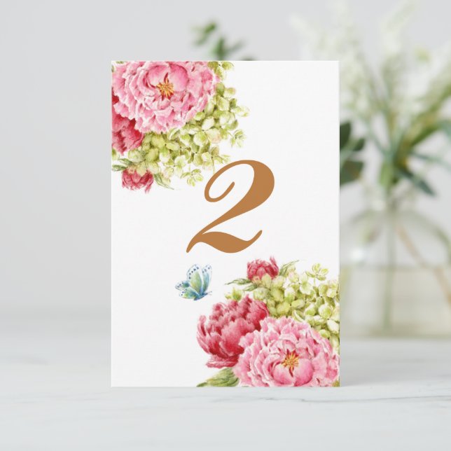 Tarjeta de tabla de peones e hidrangea no 2 (Anverso de pie)