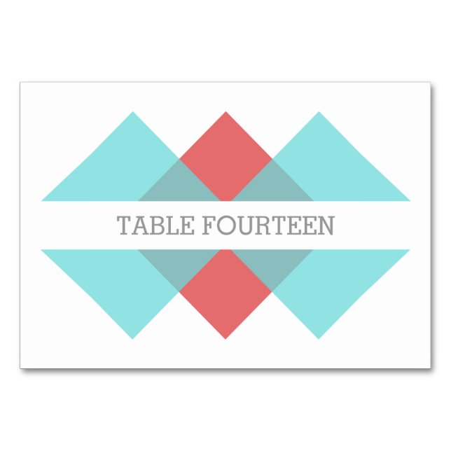 Tarjeta de tabla de tríadas geométricas verde azul (Anverso)