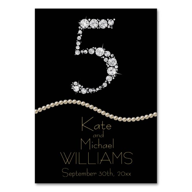 TARJETA DE TABLA Elegante Diamante/BODA Perla (Anverso)