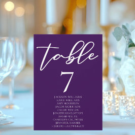 Tarjeta de tabla real morada blanca Boda con nombr