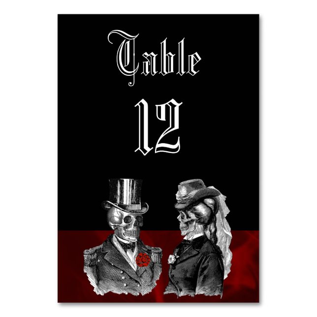 Tarjeta de tabla Skeleton Skulls de boda (Anverso)