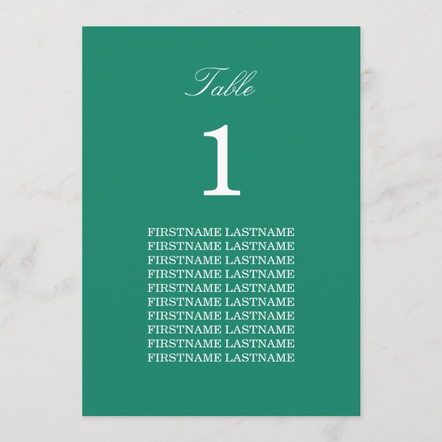 Tarjeta de tabla verde de Emerald para nombres de  (Anverso)