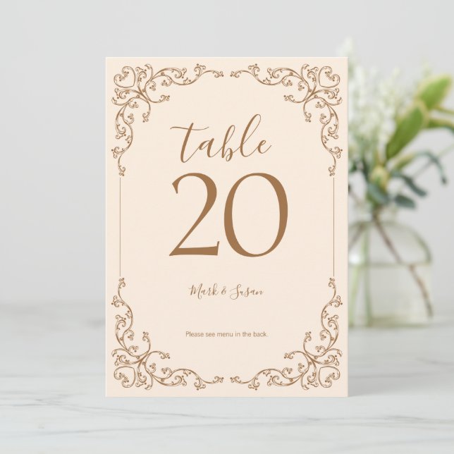 Tarjeta de tabla y menú de Boda de cuadros floreci (Anverso de pie)