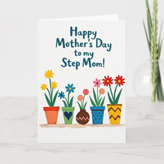 Tarjeta de tallos alegres para el día de las madre (Anverso)