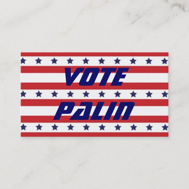 Tarjeta de tamaño del negocio de Palin del voto (Anverso)