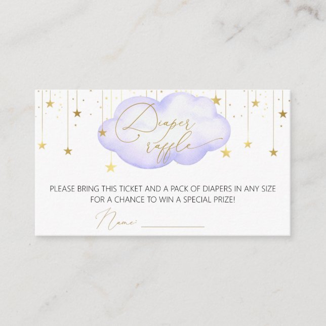 Tarjeta de taquilla para pañales de lavanda, luna  (Anverso)