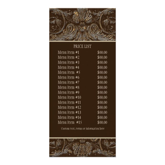 Tarjeta de tarifa de negocios - Elegante Barroco d (Frente)