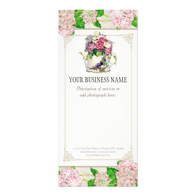 Tarjeta de tarifa de trabajo - Floral floral de hi (Frente)