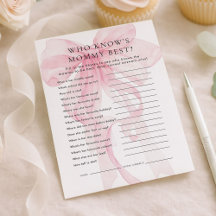Tarjeta de tarjeta de Baby Shower con lazo rosa Qu