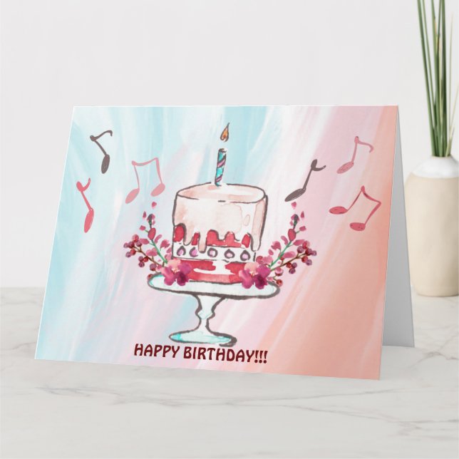TARJETA DE TARJETA DE CUMPLEAÑOS Y NOTAS DE MÚSICA (Anverso)