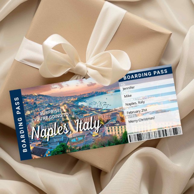 Tarjeta de Tarjeta de Embarque de Sorpresa de Viaj (Naples Italy Trip Surprise Boarding Pass Card)
