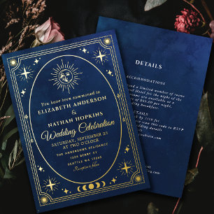 Tarjeta de Tarot Azul Celeste Invitación de Boda c