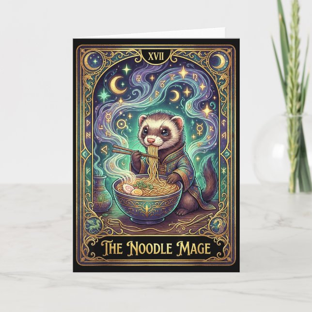 Tarjeta de Tarot de Comida Ramen de Hurón Japonesa (Anverso)