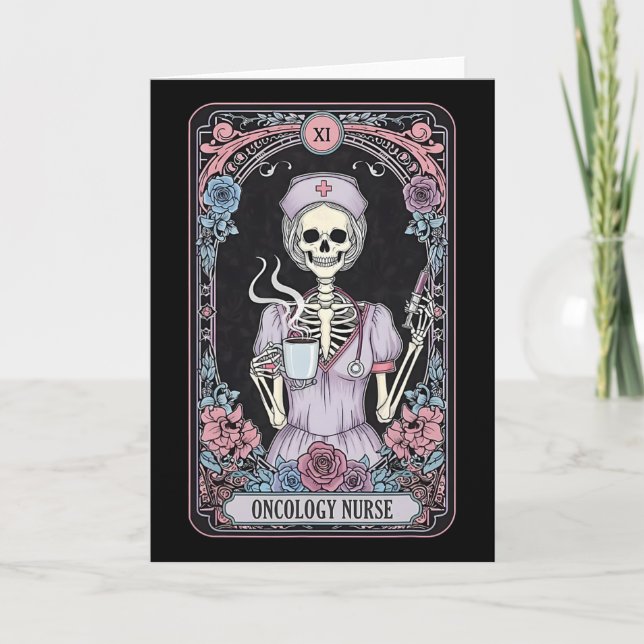Tarjeta de Tarot de Enfermera de Oncología Esquele (Anverso)