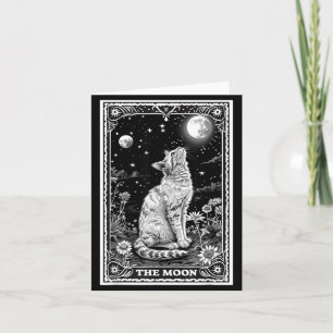 Tarjeta de Tarot de Gato Bruja Luna Sombrero Hallo