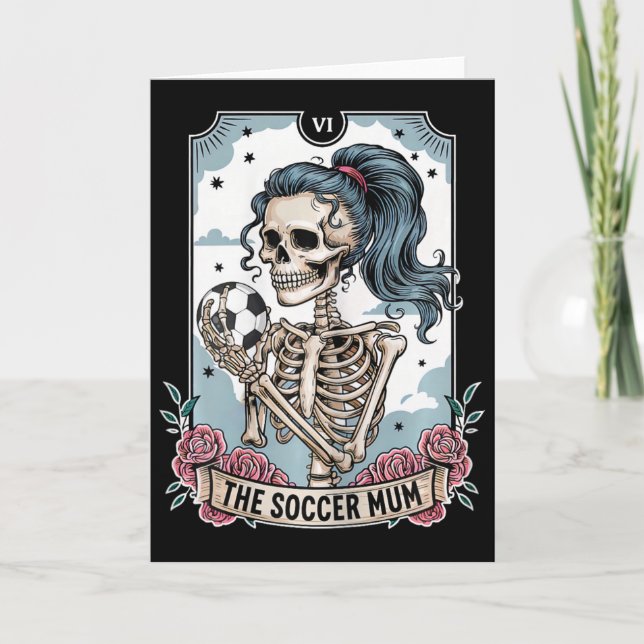 Tarjeta de Tarot de Mamá de Fútbol Esqueleto Día d (Anverso)