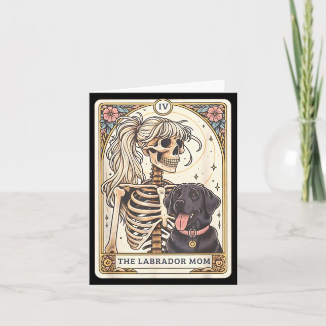 Tarjeta de Tarot de Mamá Labrador Negro Esqueleto  (Anverso)