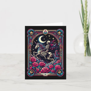 Tarjeta de Tarot Esqueleto Floral Colorido Unicorn