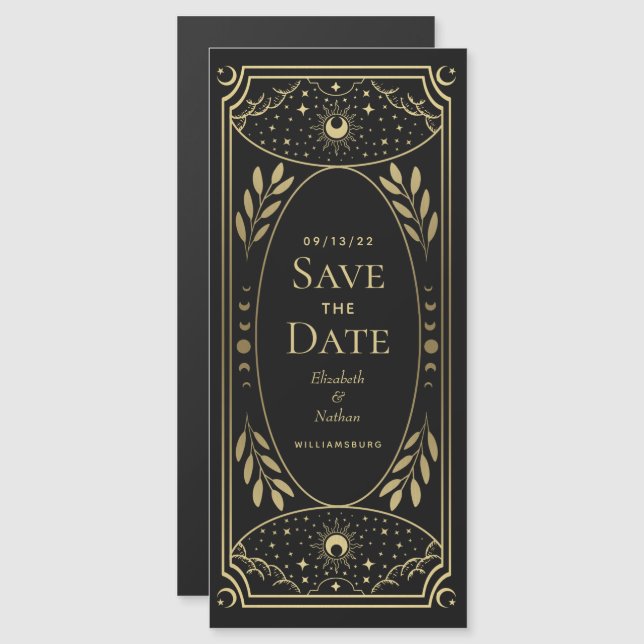 Tarjeta de Tarot Místico Elegante de Oro Guardar l (Anverso/Reverso)