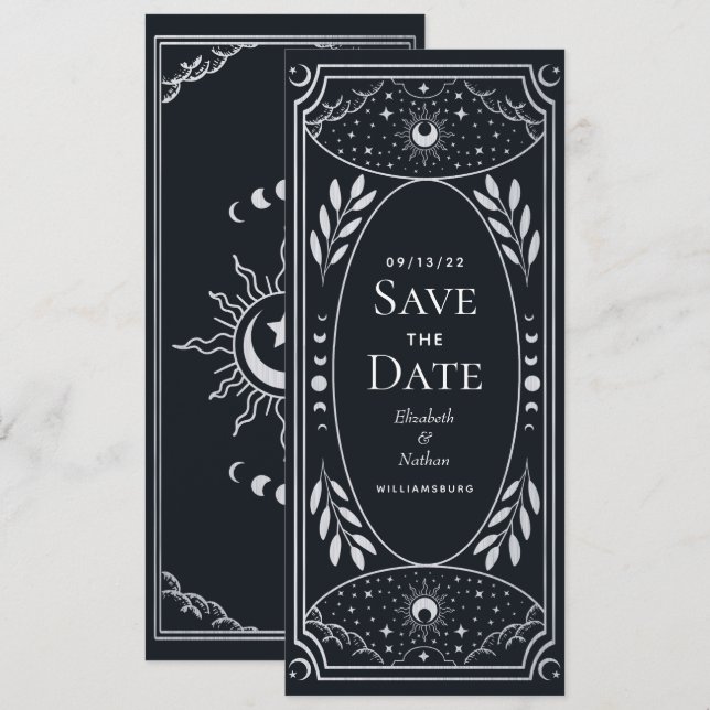 Tarjeta de Tarot Místico Elegante Plata Guardar la (Anverso / Reverso)