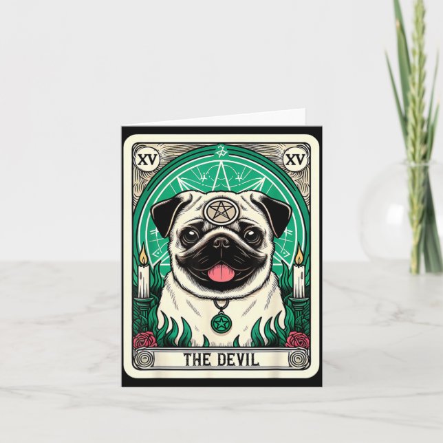 Tarjeta de Tarot Perro El Diablo Satánico Goth Hal (Anverso)