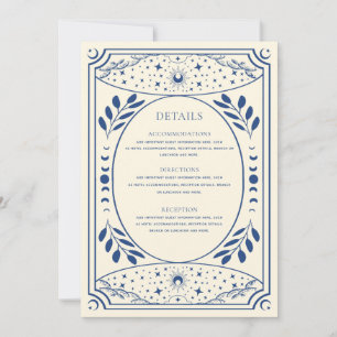 Tarjeta de Tarot Vintage Azul Detalles de Boda Gót