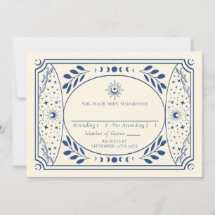 Tarjeta de Tarot Vintage Azul para Boda Gótica RSV