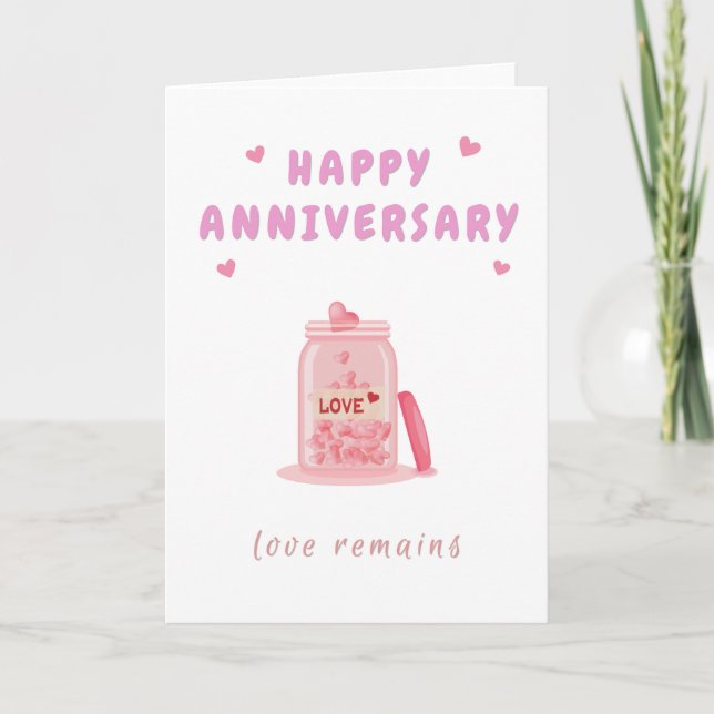 Tarjeta de Tarro de Amor por Aniversario (Anverso)
