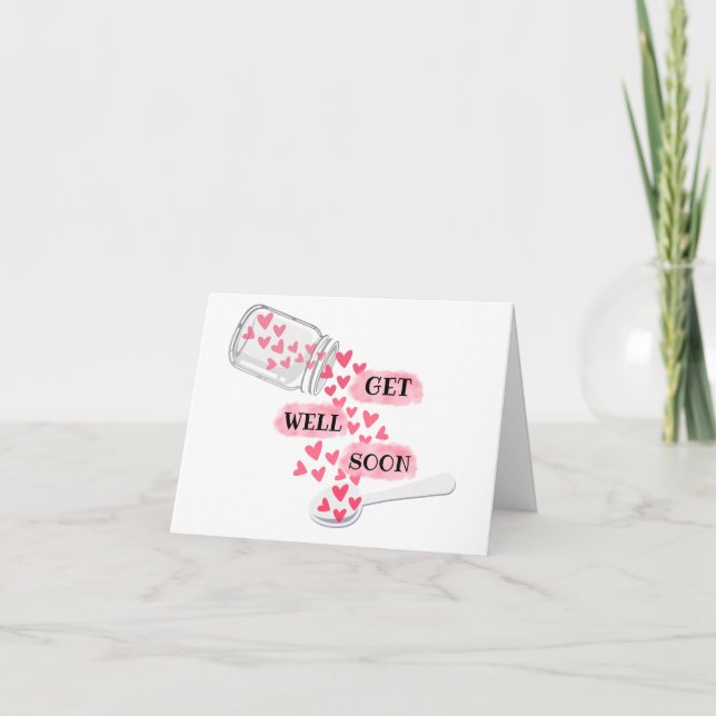Tarjeta de Tarro de Corazones Lindo para Pronta Re (Anverso)
