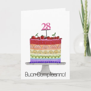 Tarjeta de tarta color arcoiris italiana de cumple