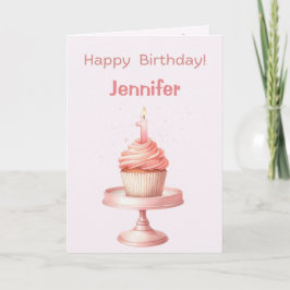 Tarjeta de tarta de primer cumpleaños personalizad