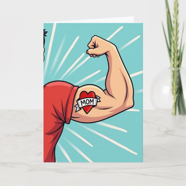 Tarjeta de tatuaje de amor de brazo fuerte (Anverso)