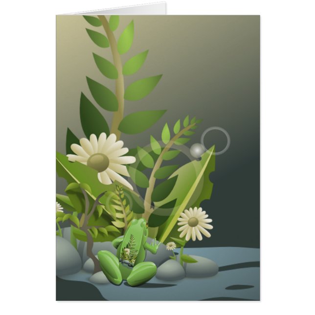 Tarjeta de tatuaje de rana y planta (Frente)