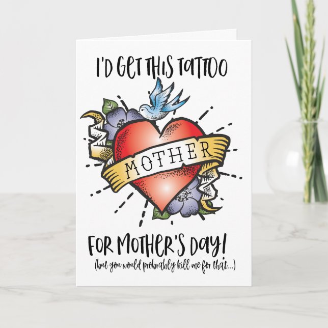 Tarjeta de tatuaje del día de la madre (Anverso)