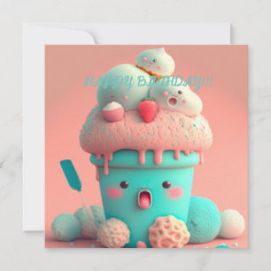 Tarjeta de taza de helado Kawaii