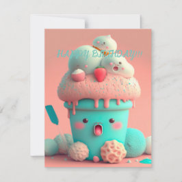 Tarjeta de taza de helado kawaii