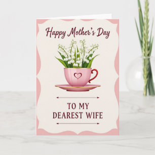 Tarjeta de Taza de Té con Corazón Floral de Mamá D
