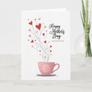 Tarjeta de Taza de Té de Corazones Carmesí
