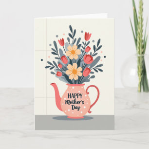 Tarjeta de taza de té del día de la madre con esti