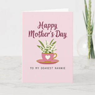 Tarjeta de taza de té del Día de la Madre encantad