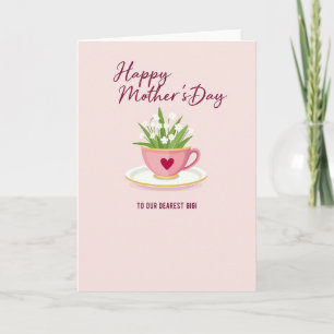 Tarjeta de Taza de Té del Día de la Madre Floració