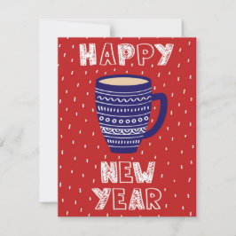 Tarjeta de té acogedor de Año Nuevo